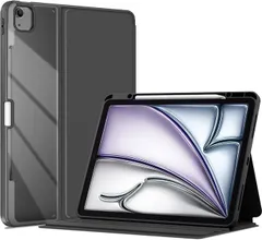 ProCase iPad Air 13 ケース 2024 M2 ペン収納 iPad Pro 12.9 6世代/5世代/4世代/3世代 フォリオカバー 耐衝撃 オートスリープ対応 (ブラック)