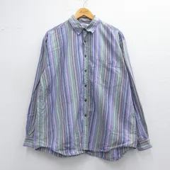 XL/古着 ドッカーズ 長袖 ブランド シャツ メンズ 90s ワンポイントロゴ コットン 紺他 ネイビー ストライプ 25mar29 中古 トップス