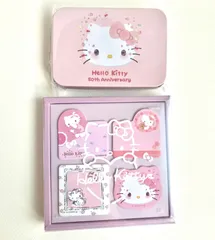 2点セット ハローキティ50周年記念グッズ 缶入メモ＆ボックス入付箋
