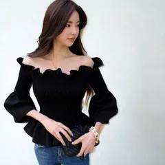 ブラウス トップス オフショルダー レディース おしゃれ シャツ 春 夏 秋 黒