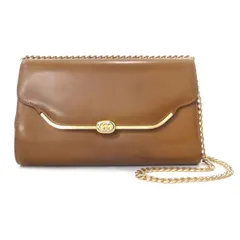 OLD Gucci GGロゴ金具総革チェーンミニバッグ（茶）GS-1738C