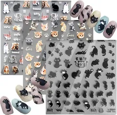 Miracroute 貼るだけ ネイル シール ステッカー セット かわいい デコレーション 3D 立体 お洒落 マニュキュア デザイン(キャット)