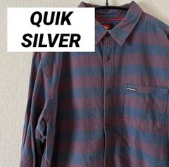 QUIKSILVER クイックシルバー チェック 長袖 シャツ NAVY×RED XL