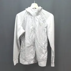 ◇ PUMA プーマ ジップアップ 刺<!-利用不可文字-!> ブランドロゴ ストレッチ 総柄 スポーツ 長袖 ジャケット サイズM グレー レディース E  【1310050033941】