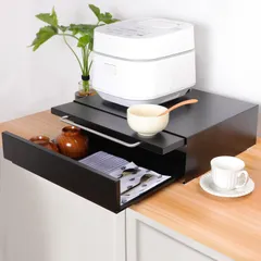 新品 Tydle 【レンジ下スライドテーブル+引き出し】 キッチン家電下引き出し キッチンラック 2段 レンジ台 レンジラック 約横45×奥行37×高さ13.5cm キッチン収納 レンジ下収納 トースター台 マグネット 小物収納 静音 天板耐荷重17kg すっ
