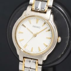 極美品 稼働品 SEIKO クォーツ 新品電池 ラウンド コンビ レディース