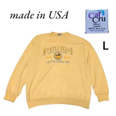 USA製古着　CalCruプリントスウェットトレーナーLイエロー　swh0861