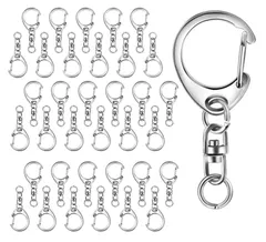 【特価セール】キーホルダー金具 【50個入】ワンタッチキーホルダー 回転カン付き ハンドメイド キーリング アクセサリー DIY 手芸用品 シルバー