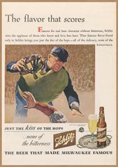 シュリッツ ビール レトロミニポスター B5サイズ 複製広告 ◆ Schlitz 野球の審判 イラスト USAD5-492