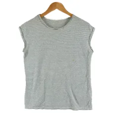 ノーブランド  ボーダー 春夏 SS タンクトップ コットン グリーン レディース S【古着】【中古】【送料無料】