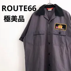 【極美品】ROUTE66　ルート66　半袖シャツ　ワッペン　刺繍　ビッグロゴ　Mのサムネイル