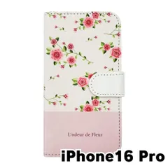 【新品未使用】iPhone16 Pro アイフォン16プロ スマホケース 手帳型 (色：ホワイト×柄：ロマンスローズ) バラ 薔薇 花柄 フラワー おしゃれ かわいい flip2-ip16pro-wh-20127のサムネイル