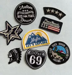 9271★ビンテージ風英字ロゴアイロン刺繍ワッペン8枚