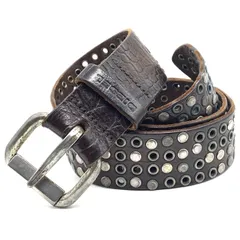 DIESEL ディーゼル カウレザースタッズベルト ダークブラウン Size 32インチ