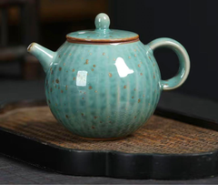 中国鈞窯の天靑色茶壸☆箱付