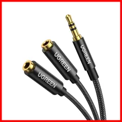 【特売】UGREEN オーディオケーブル 3.5mm 分配ケーブル 3極/TRS イヤホン分岐コード 【双方向転送】3.5mm 2分配ケーブル ヘッドホン延長ケーブル ステレオ Hi-Fi音質再生 多重シールド 高耐久性ナイロン編み 24K金メッキコネクタ i