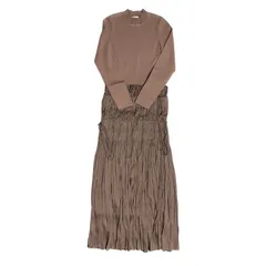 .フレイアイディー　プリーツシャーリングニットコンビワンピース