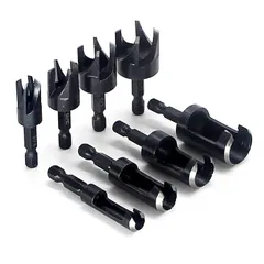 【在庫処分】13mm 16mm 木工ドリル 10mm ダボ錐 6.35mm 六角軸 6mm ホールソー 穴あけビット 炭素鋼 木ダボドリル 四歯面取りカッター 切削工具 木工用