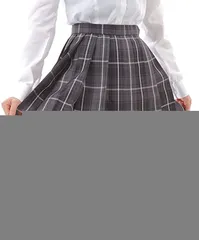 Eiza(エイザ) プリーツスカート チェック柄 ミニ スクールスカート 学生服 x_l( グレイ/ダークグレイ/ホワイト,  XL)
