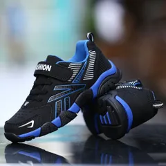 ☆ ブラック×ブルー ☆ 34（21.5CM） ☆ キッズ スニーカー キッズ スニーカー 男の子 子供靴 キッズスニーカー 子供 子ども くつ シューズ キッズシューズ 運動靴 スポーツ 女の子 通園 通学 歩きやすい 小学生 かっこいい おしゃれ