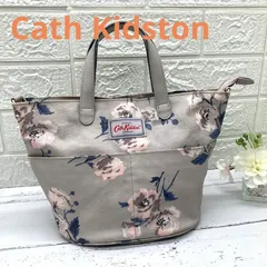 最終価格❣️ キャスキッドソン❣️ＣathＫidson❣️ ハンドバッグ  バッグ　ファスナー付き　内ポケット有り　ロゴ　レディース　通勤　通学　カジュアル　ビジネス　旅行　本物保証　軽量　美品　良品　花柄　グレー