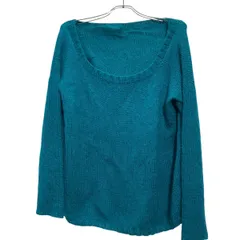 ニット セーター レディース 4XL～ ターコイズブルー ビッグサイズ ハンドメイド 古着卸 アメリカ仕入 a612-6558