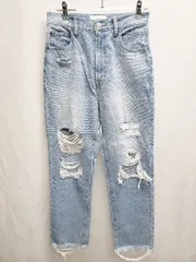 ◇ Θ AZUL BY MOUSSY ダメージ　切りっぱなし ジーンズ デニム パンツ サイズM ブルー レディース P  【1410160002704】