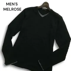 MEN'S MELROSE メンズメルローズ 通年★ レイヤード風 ケーブル編み Vネック ニット カットソー セーター Sz.4 メンズ 黒