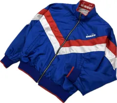 DIADORA ☆ ビンテージ イタリア ガンダムカラー◎ ナイロン ジャージ ジャケット ブルー レッド M サッカー スポーツ ディアドラ■M224