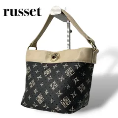 【極美品】russet ラシット トートバッグ 2way レディース レザー 革 グレー ホワイト アイボリー  モノグラム パンチング  5068