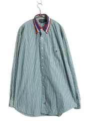 【お得なクーポン配布中!】 90s ラルフローレン 長袖 ボタンダウン シャツ メンズ XL / オールド ポロ ストライプ オックスフォード 長袖シャツ 大きいサイズ ゆったり