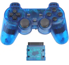 日本語説明書 互換対応 ゲームパット (透明ブルー) SHOCK2 DUAL ワイヤレスコントローラー 用 PS2 Fancyan