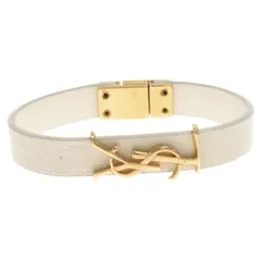 SAINT LAURENT PARIS (サンローランパリ) YSLロゴ オピウム レザーブレスレット ホワイト 559355のサムネイル