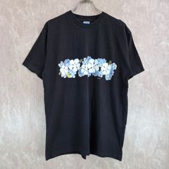 Y.S.PLANNING バック グラフィックプリント 花 ハイビスカス ブラック　黒 L Tシャツ