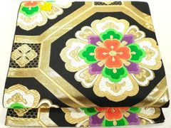高級 洒落帯 袋帯 ♢ 正絹 金糸 華文 花柄 R425 - メルカリ