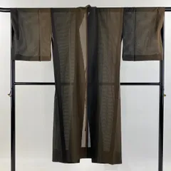 道中着 身丈135cm 裄丈68cm L 和装コート 縦縞 縦ぼかし柄 黒灰 正絹 美品 逸品 【中古】