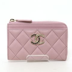 シャネル CHANEL ジップカードケース コインケース ピンク系 ラムスキン ライトゴールド金具 未使用品