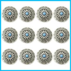 コンチョ ボタン 12個セット ターコイズ 30mm メタルボタン 足つき デー