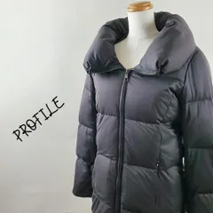 プロフィールPROFILEロングダウンコートハイネックチャコールグレー38上品