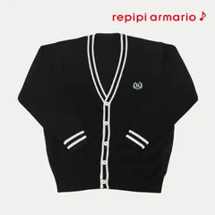 レピピ スクールカーディガン キッズ ブラック 黒 女の子 Vネック 軽量 ワンポイント シンプル 制服 学校 学生服 小学生 中学 高校 通学 卒業式 服 140 150 160 REPIPI  秋 冬