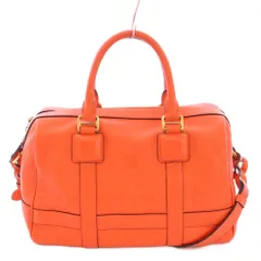 ロエベ LOEWE パセオ 2WAY ハンドバッグ ショルダーバッグ アナグラム ロゴ 型押し レザー オレンジ /BB ■OH