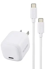 【数量限定】PD対応 USB USB-C 1ポート ケーブル付属 30W 2.5m 折りたたみ式プラグ PSE認証 Type-C 【 iPhone 15 充電器 / OPPO/Pixel など各種対応】 エレコム ホワイト MPA-ACCP8230WH