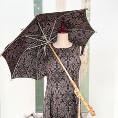 ハンドメイド 大島紬プリンセスラインワンピース 寒紅梅 - メルカリ
