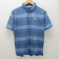 G■アディダス/adidas GOLF 半袖ドライポロシャツ/ボーダー柄【S】青系/men's/75【中古】■