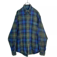 90s LANDS' END L/S cotton check nel shirt