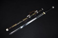 『簡』唐刀 × 日本刀 融合スタイル｜高マンガン鋼鍛造｜全長 108cm 伝統工法と美学の究極融合  打刀 稽古用 美術刀　刀装具 模擬刀 日本刀 模造刀 鑑賞用 OSPLAY 装飾用”“非実戦