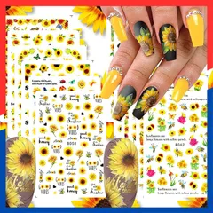 【特価商品】ひまわり DIY 複数のスタイル 3D ネイルシールセット ネイルシール 綺麗です 12枚 植物 LANODO
