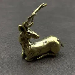 真鍮 置物 ビンテージ 風水 開運 金運 縁起物 ヴィンテージ レトロ 真鍮製 置き物 オブジェ アンティーク ハンドメイド パーツ 動物 鹿 シカ 座り 44