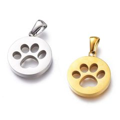 肉球イオンプレーティング（ip）2個　足跡 アクセサリーパーツ あしあと 猫柄