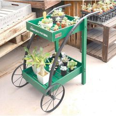 2段フラワースタンド プランタースタンド 鉢置き 屋外 ガーデンラック アンティーク風雑貨